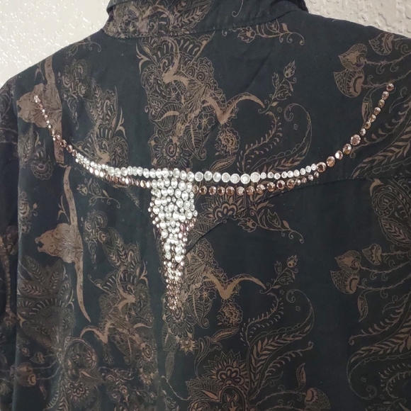 COWGIRL HARDWARE,Black and Brown Western Shirt, Size XL - Picture 12 of 17